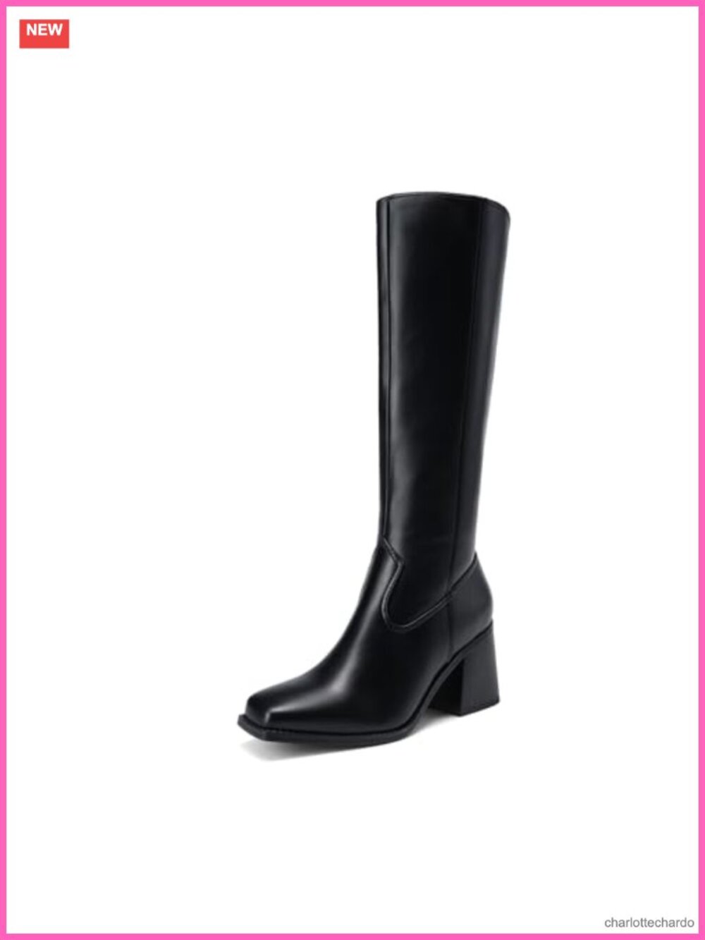 Women's Knee High Square Toe Block Heel Faux Leather Zip Tall Boots